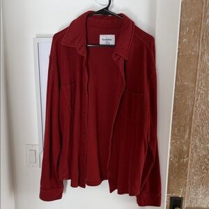 Goodfellow & Co Red Button-Front Shirt Jacket